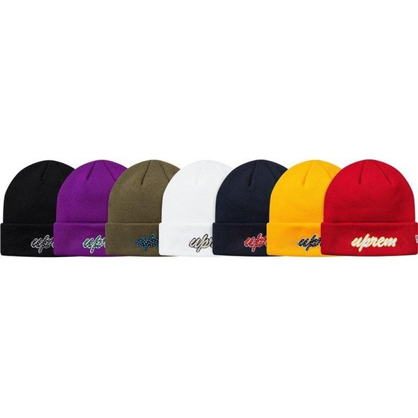 18FW Box Logo SCRIPT BEANIE Cold Cap Applique Embroidery Knitted Hat Cap Street Travel Casual Autumn Winter Hat Outdoor Sport Hats HFTTMZ012