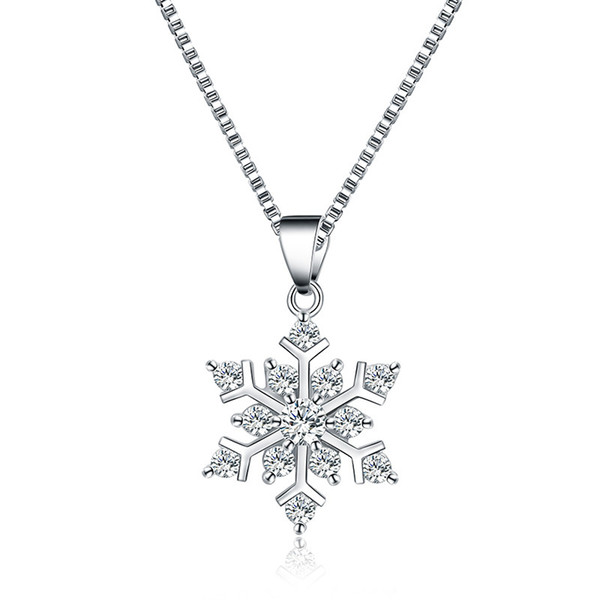 Silver Snowflake Pendant Necklace Pendant Crystal Winter Christmas Theme of Valentine's Day Factory Wholesale