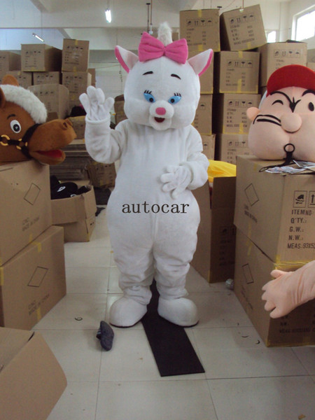 Little white cat Mascot Costume Adult Character Costume mascot As fashion free