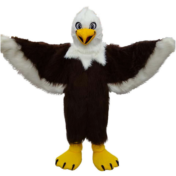 Brown eagle long wool high quality Mascot Costumes Cartoon Character Adult Sz 100% Real Picture