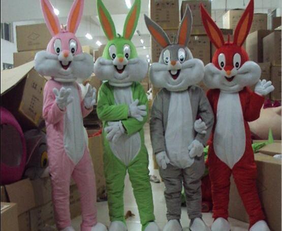 wholesale PROFESSIONAL EASTER BUNNY MASCOT COSTUME Bugs gray Rabbit Hare Adult Fancy Dress Cartoon Suit Fancy Dress