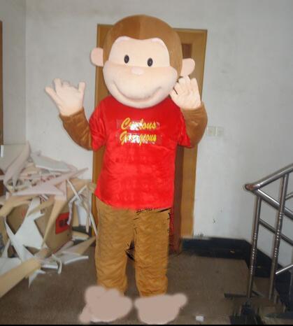 High quality Adult size Cartoon Curious George monkey Mascot Costume mascot halloween costume christmas Crazy Sale