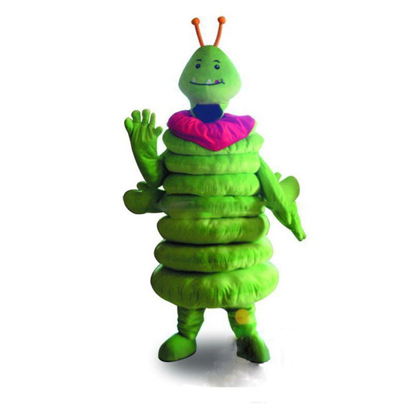 Factory sale hot Green Caterpillar Worm Mascot Costume Fancy Party Dress Halloween Carnivals Costumes