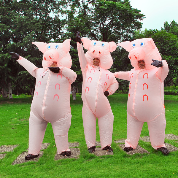 Halloween Inflatable Costume Suit Pink Pig mascot Pigs Blow Up Animal Farm Fancy Dress Costume WSJ-14