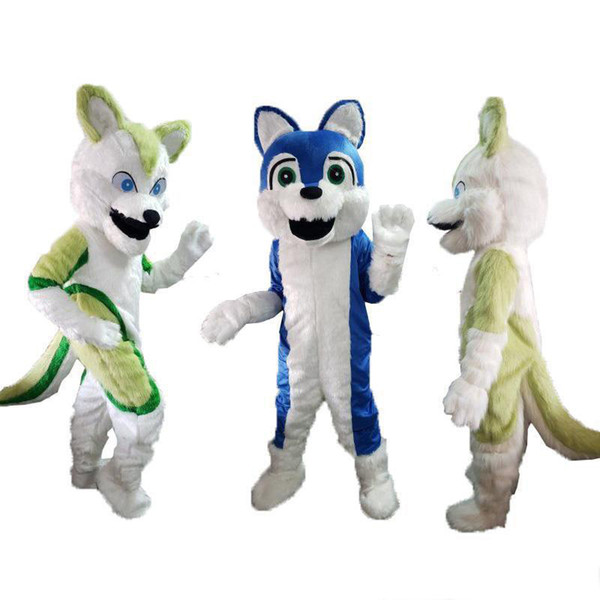 High quality Husky Wolf Mascot Costume Top Quality Adult Size Cartoont Blue hound Dog Christmas Carnival Party Costumes