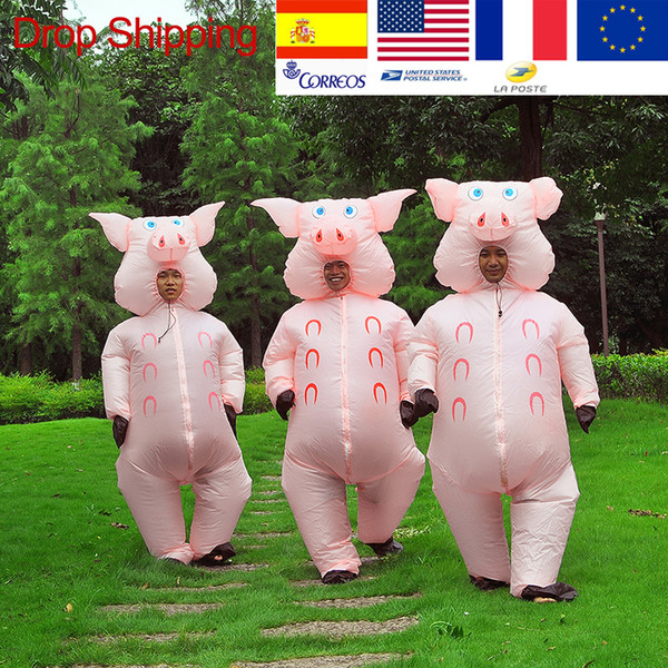 Inflatable Pink Pig Costume Adult Kids Dress Anime Halloween Costumes For Halloween Pig Cute Funny Paty Clothes mascot