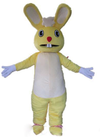 Discount factory sale a yellow rabbit mascot costume with big mouth for adult to wear