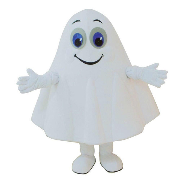 High quality hot Cartoon White Ghost Mascot Costume Fancy Party Dress Halloween Carnival Costumes Adult Size