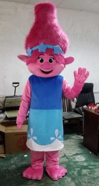 2017 New Mascot Costume Trolls Branch Mascot Parade Quality Clowns Birthdays Troll party fancy Dresss 