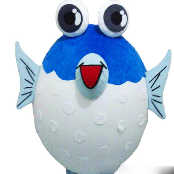 Hot sale Puffer Fish Mascot Costume cartoon Marine fish character Clothes Halloween festival Party