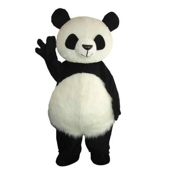 High Quality Cute Panda Bear Mascot Costume Fancy Party Dress sale Professional Mascot Costume Adult (black long plush ) EMS 