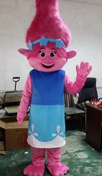 2017 New Mascot Costume Trolls Branch Mascot Parade Quality Clowns Birthdays Troll party fancy Dresss 