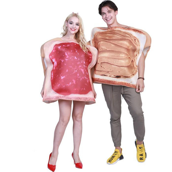 Mascot Costumes Halloween Jam Bread Cartoon Style Festival Designer Couple Clothing Womens Mens Winter Party Casual Apparel