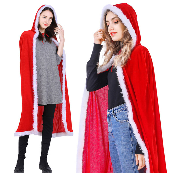 European and American Christmas mascot costume adult cape hooded cape shopping mall event Christmas show parent-child outfit