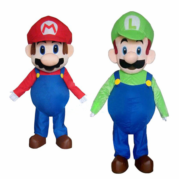 New Super Mario & Luigi 2 pcs Mascot Costume Halloween Party Dress 