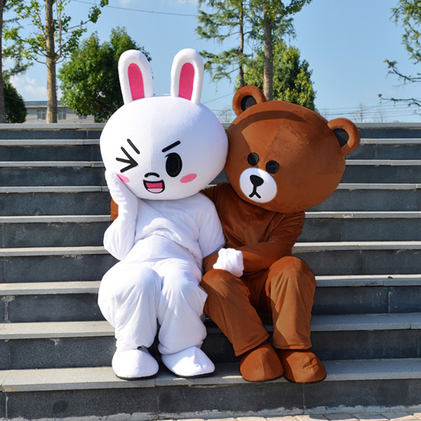 Hot Sale Cute Brown Bear and Coney Rabbit Mascot Costume Halloween Christmas Rilakkuma Easter Bunny Customizable logo