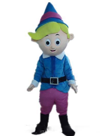 Discount factory sale Good quality a thin little boy mascot costume with blue shirt for adult to wear