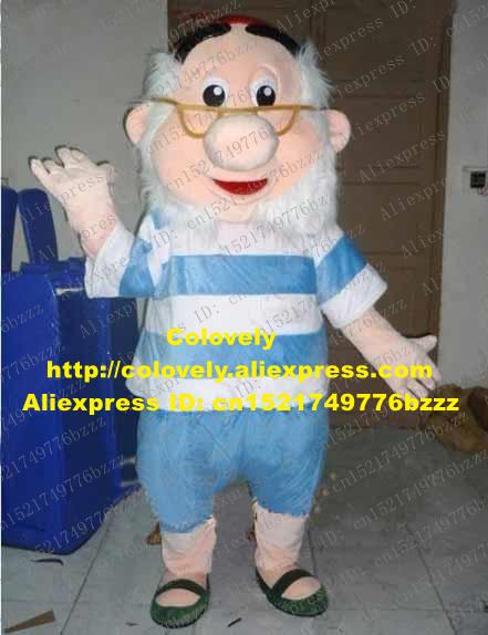 Lively Blue Old Man Mascot Costume Mascotte Captain Hook Peter Pan Adult With Big Red Hat White Bushy Beard No.2789 Free Ship