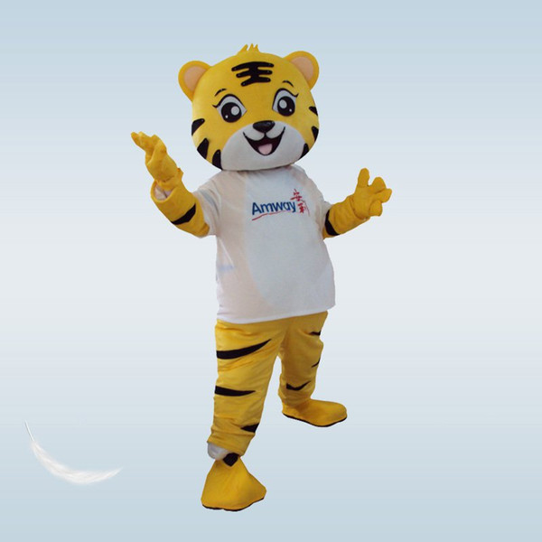 Tiger Adult Mascot Costume Lovely King Tiger Mascot Cartoon Apparel Fancy Dress Christmas for Halloween party event