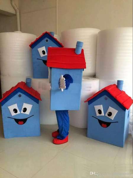 Hot sale new Blue House Mascot Costume 100% High Quality House Costume Party Carnival Fancy Dress Costume