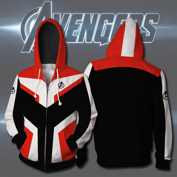 Unisex The Avengers Four Endgame Quantum Realm Cosplay Hoodies Fashion Zip Up Sweatshirt Superhero Costume Jacket