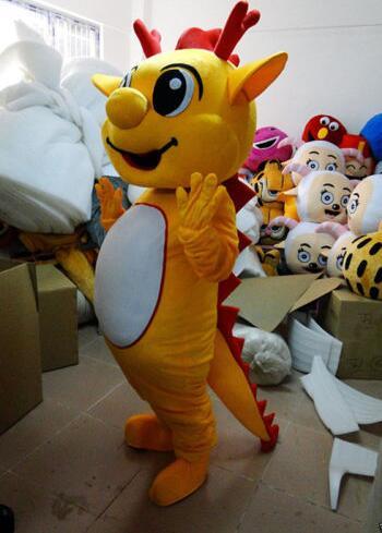 New Style Adult Cute BRAND Cartoon New Professional yellow Dragon Mascot Costume Fancy Dress Hot Sale Party costume Free Ship