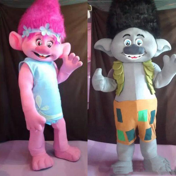 High quality Trolls Mascot Costume poppy branch Parade Quality Clowns Halloween party activity Fancy Outfit