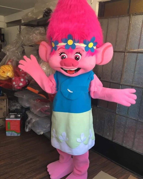 New Mascot Costume Trolls Branch Mascot Parade Quality Clowns Birthdays Troll party fancy Dresss