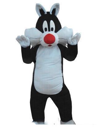 Sylvester cat mascot costume for adult animal large black with white Halloween Purim party