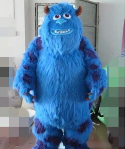 Hot sale adult monster inc sulley mascot costume for adult with one mini fan inside the head