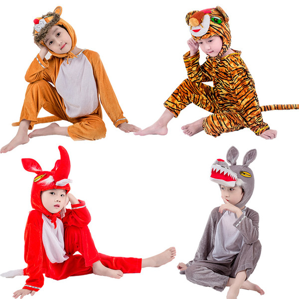 JinXuan Fox Wolf Tiger Lion Bear Panda Kids Children Adult Animal Costume Jumpsuit Stage Show Party mascot