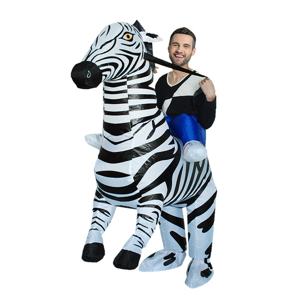 Halloween Costumes for Adults Inflatable Zebra Costume Ride on Zebra Mascot Costume Air Blown Fancy Dress LJ-041