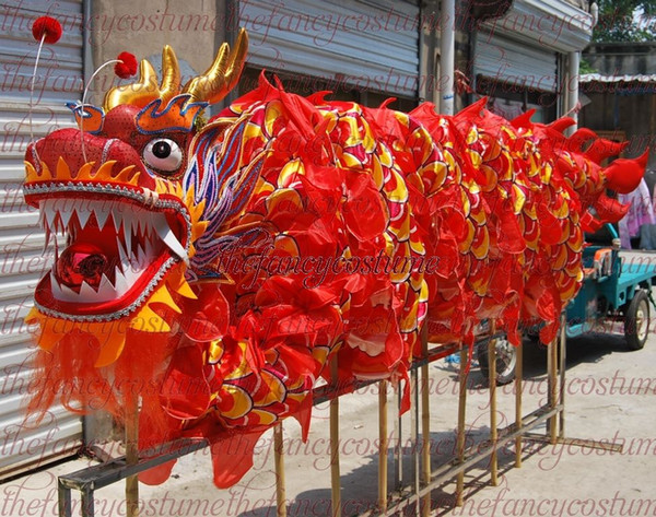 Living size 4 # 6m-26m red silk frabic dragon dance 6m-26m adult mascot costume parade outdoor game living decore year culture holiday party