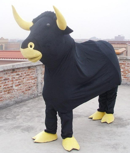 SM0424 Light and easy to wear black bull cow 2 person mascot costumes for adult to wear