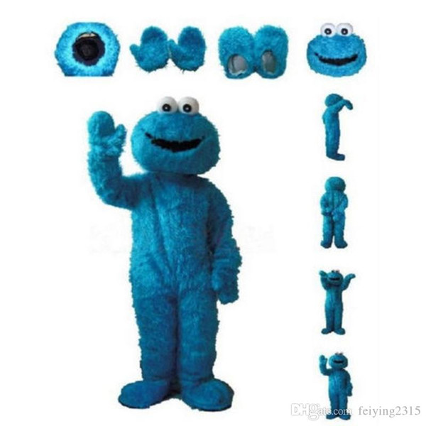 Sesame Street Blue Cookie Monster Mascot costume Fancy Dress Adult size Halloween 