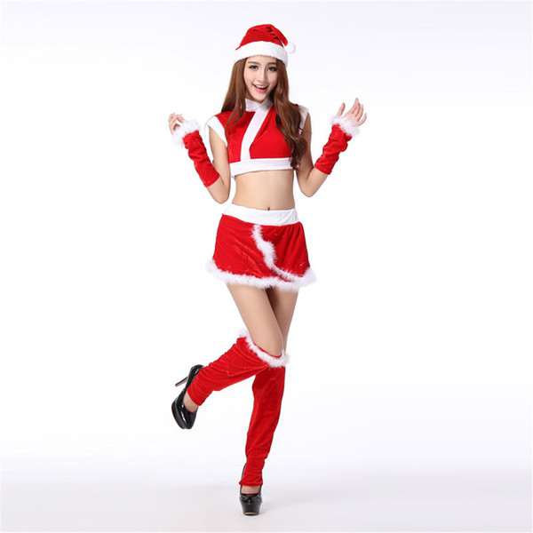 new velvet Adult party perform Hats Vest The Mini Skirt Suit mascot sexy christmas costume mascot mascotte anime