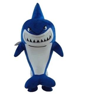 Likable Light Blue Whale Shark Finding Nemo Bruce Mascot Costume Cetacean Selachimorpha With White Belly Adult No.1981 Free Ship