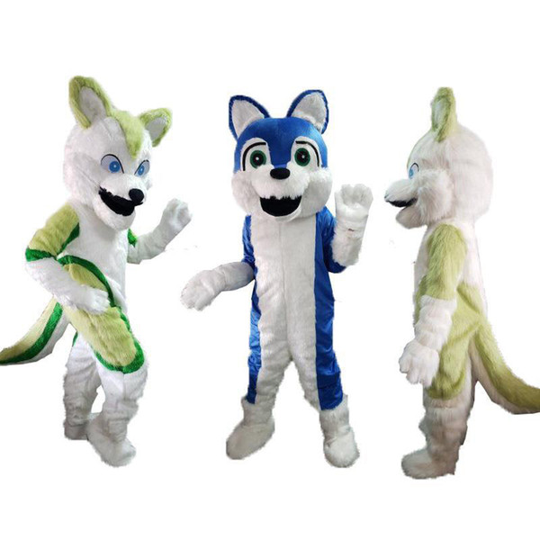 Factory direct sale Husky Wolf Mascot Costume Top Quality Adult Size Cartoont Blue hound Dog Christmas Carnival Party Costumes