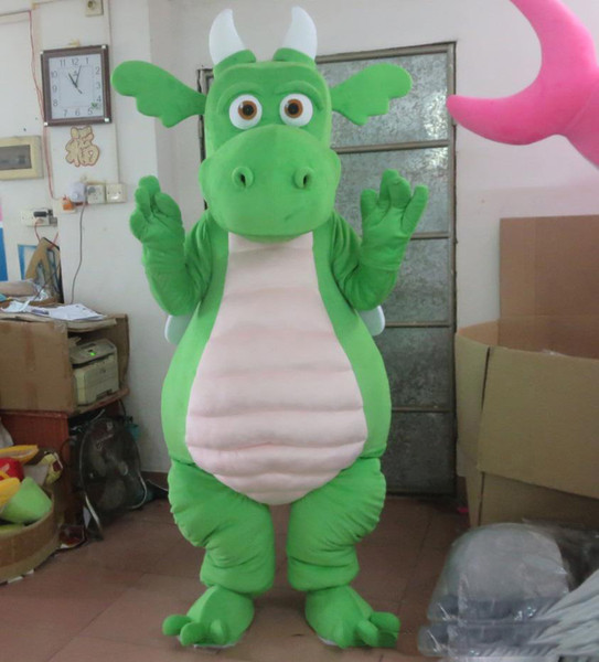 High quality hot green / purple dragon mascot costume with wings for adult to wear for sale