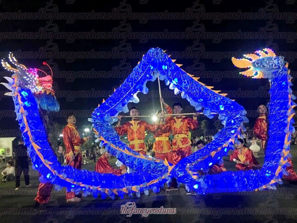 LED Size 4# 6m-18m dragon dance adult folk silk decor outdoor shop Art TV Stage game mascot outdoor parade christmas culture holiday party