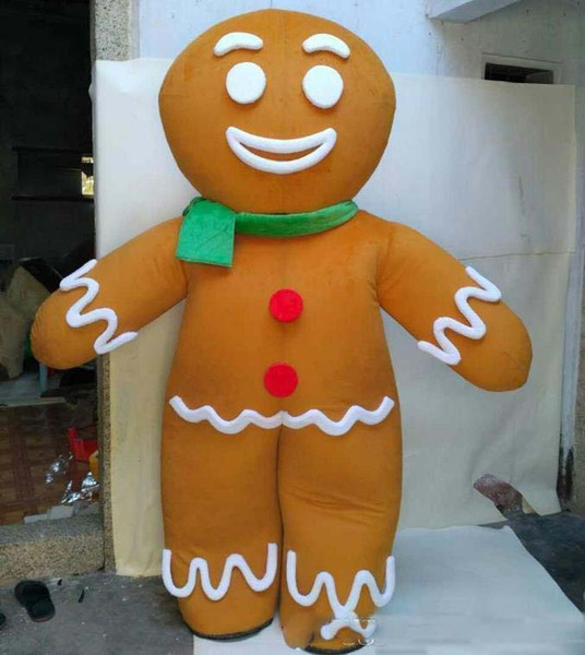 Factory direct sale happy Gingerbread Man mascot costume for adult to wear for sale