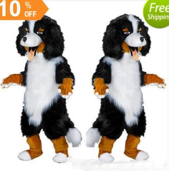 Fast design Custom White & Black Sheep Dog Mascot Costume Cartoon Character Fancy Dress for party supply Adult Size olome