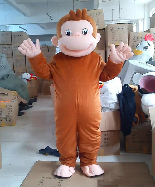 Discount factory sale Curious George Monkey Mascot Costumes Cartoon Fancy Dress Halloween Party Costume Adult Size