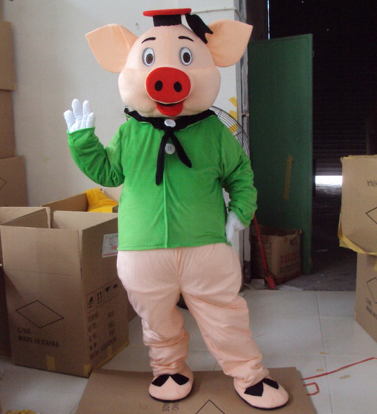 High quality EVA Material Helmet Green clothes pig Mascot Costumes Cartoon Apparel Birthday party Masquerade WS987