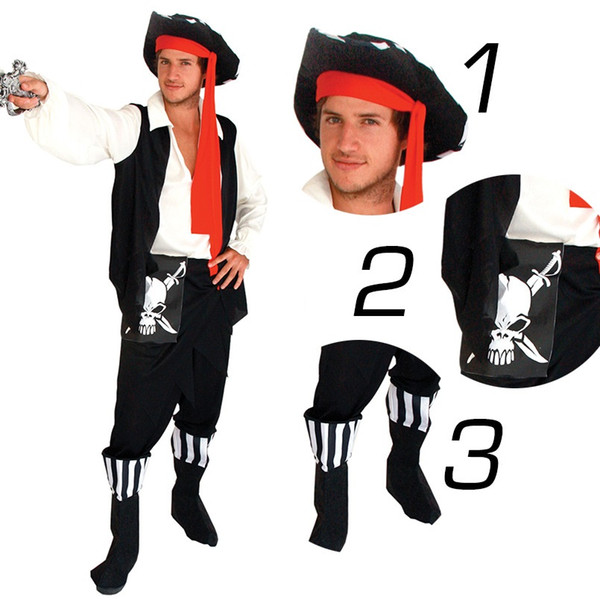 Shanghai Story Halloween Costumes for Men,Men's Skeleton Pirate Adult Fancy Party Cosplay Costume