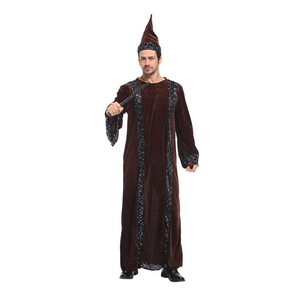 Shanghai Story Carnival Halloween Costumes Skull Wizard Magician Costume for Men Witch Cosplay for Women Fancy Cosplay Robe Gown