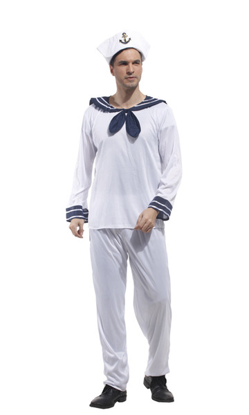 Shanghai Story Hot sale Fancy costumes Free Shipping Men's Sailor Costume Adult White Sailor cosplay Costume