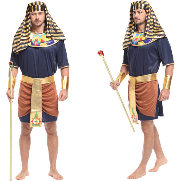 Shanghai Story Halloween Exotic Adult Men's Costumes Egyptian Pharaoh Cosplay Stage Performance Masquerade Party Clothes Set