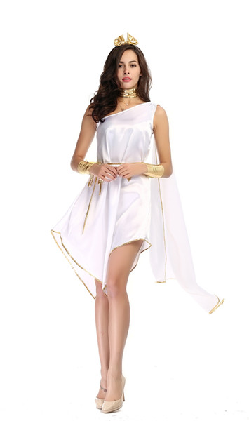 Glamcare Greek Goddess Halloween white Goddess Flow Dress Uniform Suit Costume