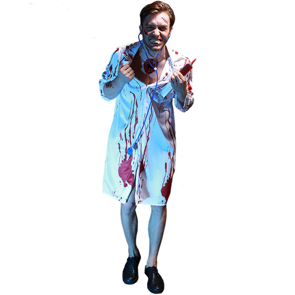 Glamcare Halloween Masquerade Party Suit Blood Horror Men Doctor COS with Stethoscope